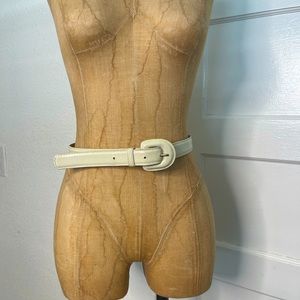 Siena Split Leather Cream Colored Vintage Belt/ Approx.